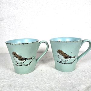 Set of 2 Spectrum Designz -Aqua Blue-Cute Bird on Branch Coffee/Tea Mug 16oz